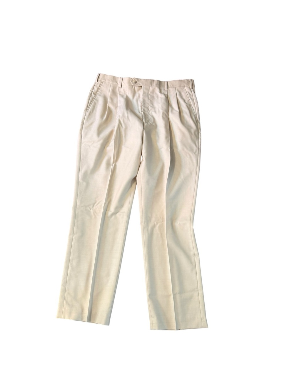 Paul Fredrick Dress Pants Men's 38x30 Beige 100% Wool Classic Pleated Lined